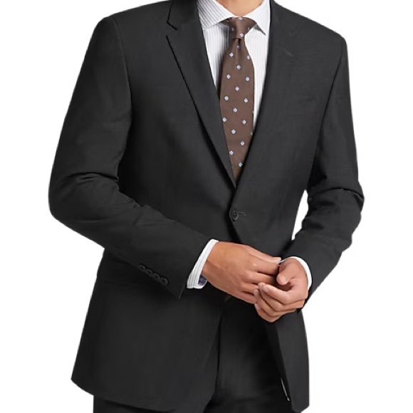 Egara Charcoal Gray Suit 40L Jacket 34x34 Pants Extreme Slim Fit Mens 2 Piece - Picture 7 of 7